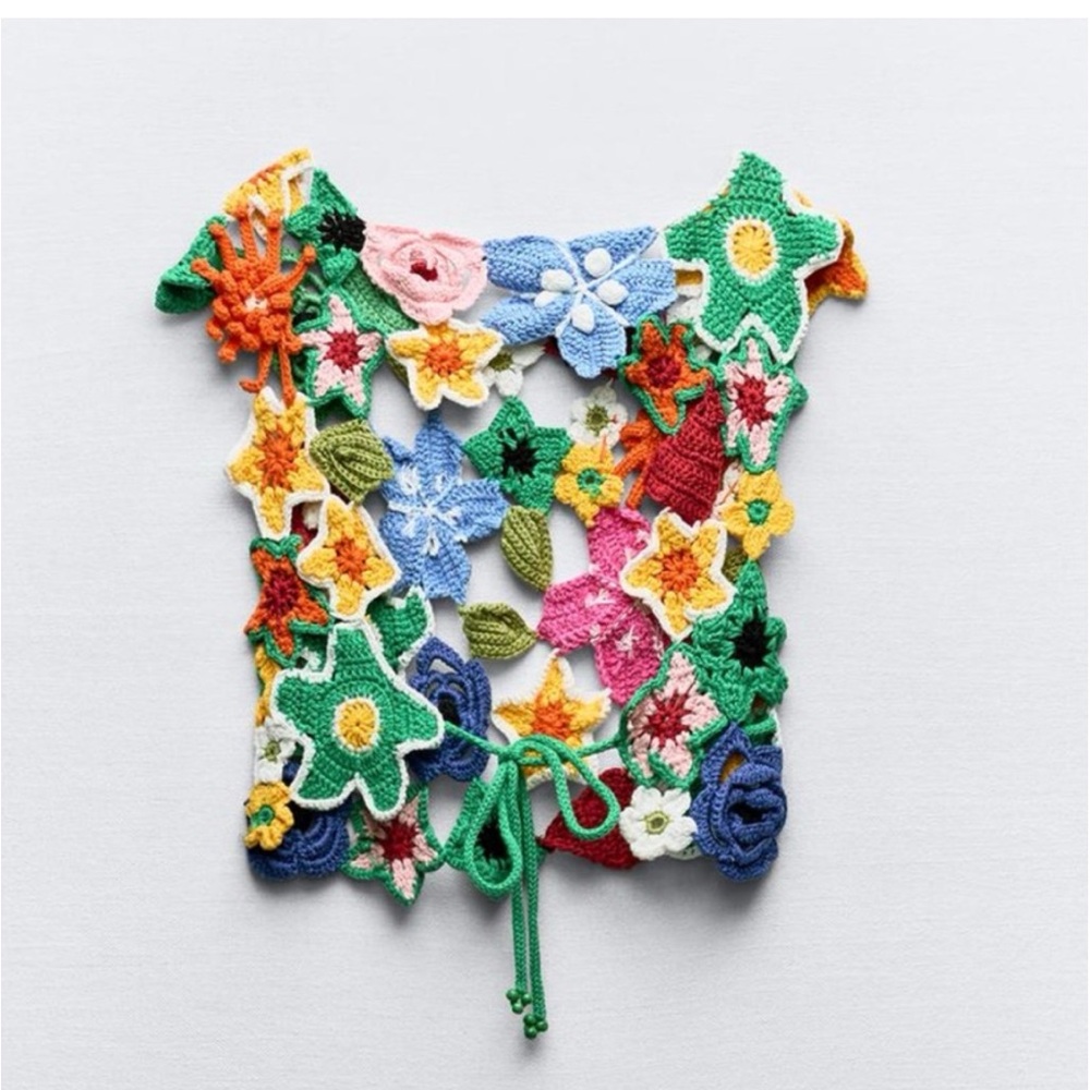 NWT Zara Floral Crochet Crop Top - Picture 8 of 16